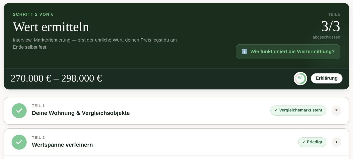 Wert ermitteln: Wertspanne aus Vergleichsobjekten